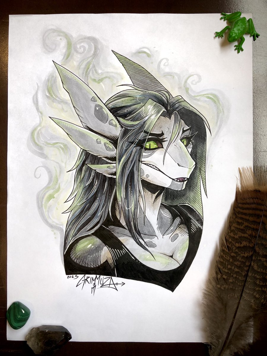 Traditional portrait for the stunning, <a href="/_SaltySerpent/">SaltySerpent 🐍(Commissions closed)</a> !! A gift commissioned by the goodest boy, <a href="/Rebellion166/">Spyke/Roshkhan</a> !! 

#art #traditionalart #copicmarkers #inking