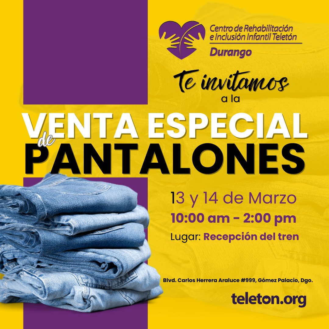 CRITDurango's tweet photo. 📢Los esperamos en nuestra gran venta especial de pantalones de mezclilla las mejores marcas y con excelentes precios. 👖👌

#jeans #CompraInteligente #bazar #CompraConCausa https://t.co/LBlbkuUcXj