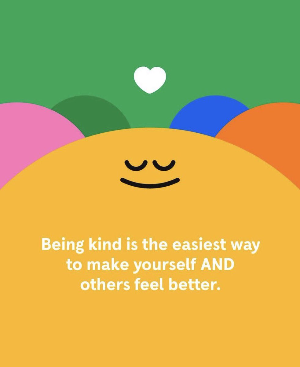 <a href="/NorthwayRuth/">Ruth Northway RN(LD) FRCN FLSW, FQNI</a> <a href="/jomwlever/">💙🌼✨#Hellomynameis Jo✨🌼 RN 😷💙💜💚</a> <a href="/Cosmicwomble/">Me Xx</a> <a href="/DrJude_G/">Dr Jude Graham BEM QN 🌈💙</a> <a href="/CatherineNeary/">Catherine</a> <a href="/NickiSparling1/">Nicki Sparling RMN, BSc, MSc, Bevanite 💙</a> <a href="/oldnanchris/">Christine Edwards</a> <a href="/SharonCrowley_/">Sharon Crowley | Numerologist & Self Belief Mentor</a> <a href="/KathEvans2/">🌟 Kath Evans RGN RSCN 💙💛</a> <a href="/warnetony/">Tony Warne</a> <a href="/actionhappiness/">Action for Happiness</a> Welcome to wonderful Wednesday #earlyrisersclub
Being kind is the easiest way to make yourself and others feel better.