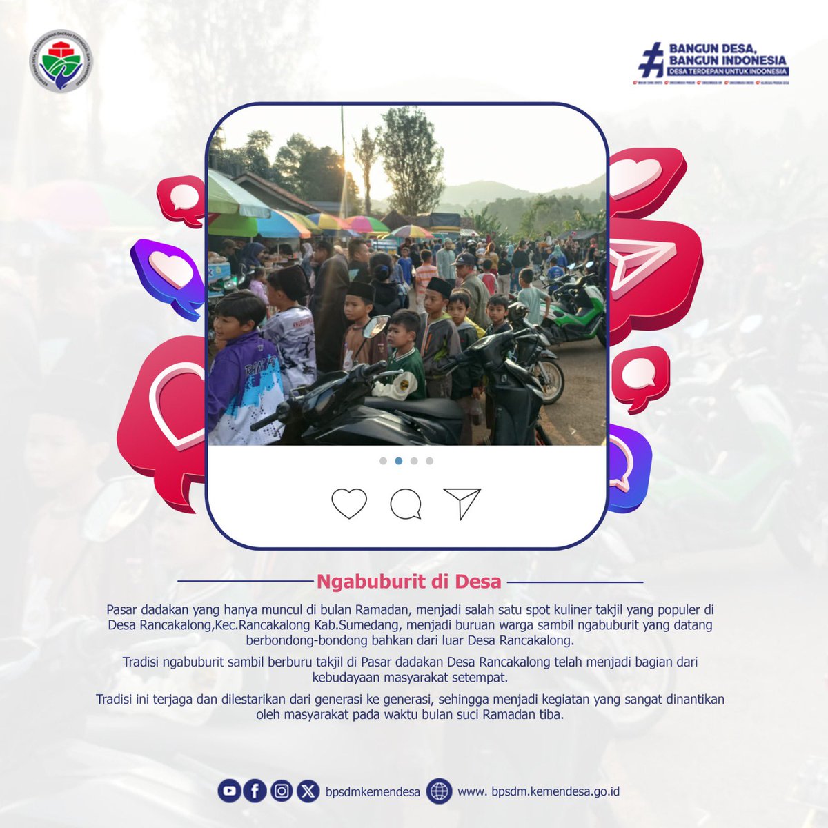 Halo #SobatDesa siapa nih disini yang masih bingung buat nyari makanan Ta'jil?

Nih mimin kasih tau, kalau di Desa Rancakalong, Kecamatan Rancakalong, Kabupaten Sumedang setiap tahun nya di Bulan Ramadhan selalu mengadakan pasar dadakan yang menjadi spot kuliner Ta'jil populer.