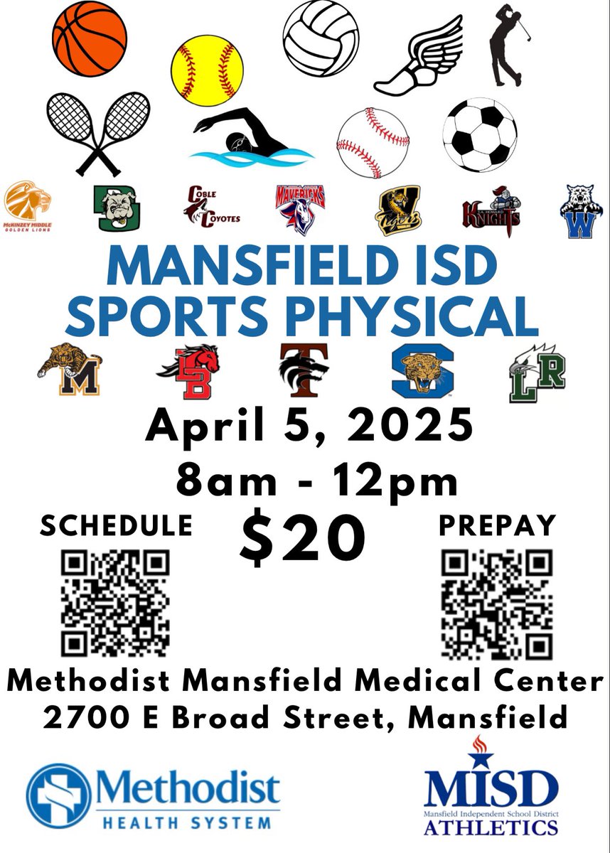 ITS PHYSICAL TIME‼️

On 4/5/25 we will be hosting our MISD physicals. Please scan the QR code and sign up so we can get them done EARLY so you’re not scrambling later &amp; sitting out.