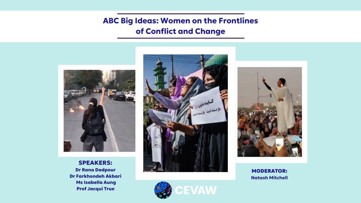 CEVAW (@_cevaw) on Twitter photo 📢 Join us for a special live recording of <a href="/ABC/">ABC News</a> <a href="/RadioNational/">ABC Radio National</a>'s Big Ideas with <a href="/natashamitchell/">Natasha Mitchell (she/her)</a>.
📅2 April 2025
🎤 In conversation with:
🔹 Dr. <a href="/RanaDadpour/">Rana Dadpour</a>
🔹 Dr. <a href="/FarkhondaAkbar/">Farkhondeh Akbari</a>
🔹 Ms. Isabella Aung
🔹 Professor <a href="/JacquiTrue/">Jacqui True</a>
🔗 Register here: cevaw.org/events/abc-big… 📢 Join us for a special live recording of <a href="/ABC/">ABC News</a> <a href="/RadioNational/">ABC Radio National</a>'s Big Ideas with <a href="/natashamitchell/">Natasha Mitchell (she/her)</a>.
📅2 April 2025
🎤 In conversation with:
🔹 Dr. <a href="/RanaDadpour/">Rana Dadpour</a>
🔹 Dr. <a href="/FarkhondaAkbar/">Farkhondeh Akbari</a>
🔹 Ms. Isabella Aung
🔹 Professor <a href="/JacquiTrue/">Jacqui True</a>
🔗 Register here: cevaw.org/events/abc-big…