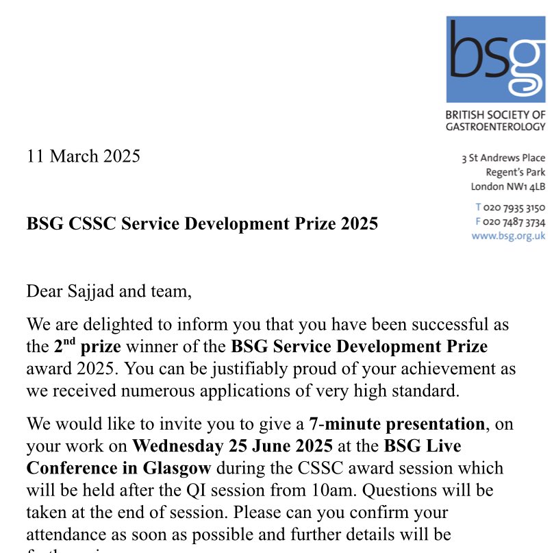 Super excited to share the news #MFT Wythenshawe Gastro/HPB team’s BSG award for pancreatic cyst clinic!
Looking forward to share the experience @ BSG annual meeting 2025
Congratulations team <a href="/WythenshaweHosp/">Wythenshawe Hospital</a> <a href="/MFTnhs/">MFT NHS</a> thank you <a href="/BritSocGastro/">BSG</a>