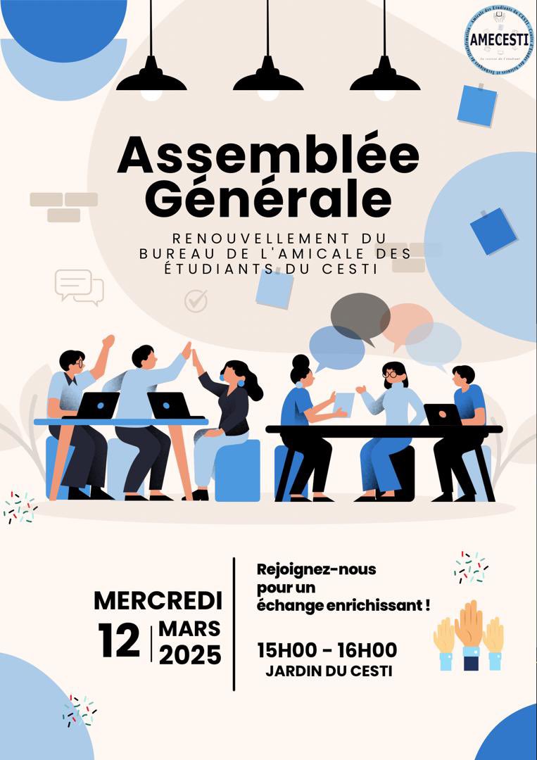ame_cesti's tweet photo. L’Assemblée de renouvellement du bureau de l’Amicale se tiendra demain, au jardin du @CESTIDAKAR , de 15h à 16h. https://t.co/n7b0PbPKbK