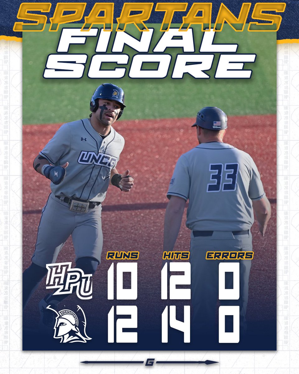 UNCG Baseball (@uncgbaseball) on Twitter photo SPARTANS WIN!!! | UNCG 12, HPU 10
โพ๏ธ UNCG hit a season-high four homers
โพ๏ธ Budzik led with four RBI
โพ๏ธ Wolf and Trey Truitt had three hits each
โพ๏ธ Shuey got the win while Thompson Jr. earned his third save
#letsgoG SPARTANS WIN!!! | UNCG 12, HPU 10
โพ๏ธ UNCG hit a season-high four homers
โพ๏ธ Budzik led with four RBI
โพ๏ธ Wolf and Trey Truitt had three hits each
โพ๏ธ Shuey got the win while Thompson Jr. earned his third save
#letsgoG