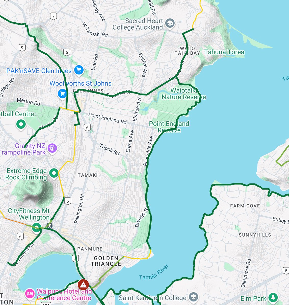 AucklandBikeMap's tweet photo. In Glen Innes, several new links have been completed, including Taniwha St &amp; Morrin Road. We've also added in the interim Kepa Rd connection. These new links means its possible to ride from the City Centre to Half Moon Bay, nearly all off road  utilising Taniwha St &amp; Rotary Path. https://t.co/Ckp0wHUMFS