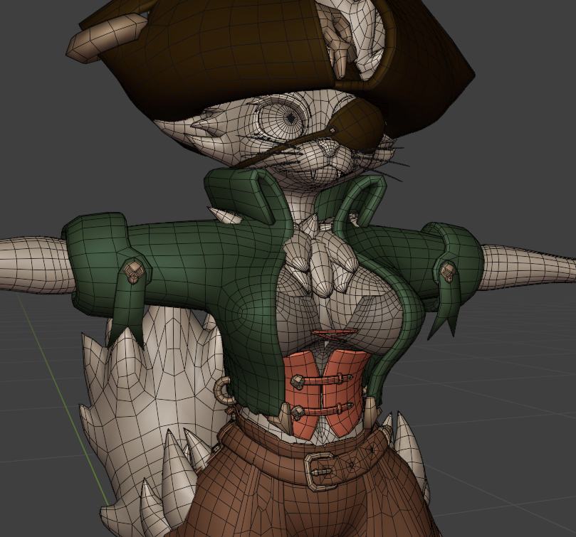 SpottedUlma's tweet photo. Capkin Pirate Outfit (Female) with the new boobas too (they're being reworked) Yarrr. Yay boobies #Capkin #Furry #Pirate #Blender #VRChat https://t.co/mgqoYadlUY