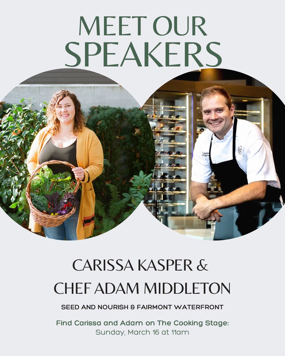 Get ready for a culinary journey at The Cooking Stage, presented by <a href="/Flavour_Network/">Flavour Network</a> 

🧑‍🍳 Chef Kai of The Butcher Langley
🧑‍🍳 Amanda Goodman Lee &amp; Jeff Lee of Honey Bee Zen
🧑‍🍳 Carissa Kasper of Seed &amp; Nourish &amp; Chef Adam of <a href="/FairmontWF/">Fairmont Waterfront</a> 

#VANHomeShow