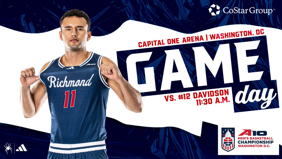 Richmond Basketball (@spidermbb) on Twitter photo 🕷🏀 #A10MBB Game Day
🆚 Davidson
🏟 Capital One Arena | Washington, DC
⏰ 11:30 AM
📺 USA Network spides.us/4bGFXA0
📻 <a href="/ESPNRichmond/">ESPN 106.1 FM</a> spides.us/4bGFJZG
📊 spides.us/4kI1xIr
🎟️ spides.us/3XL0nlE
#OneRichmond <a href="/SpiderAthletics/">Richmond Athletics</a>
#CoStarUS <a href="/CoStarGroup/">CoStar Group</a> 🕷🏀 #A10MBB Game Day
🆚 Davidson
🏟 Capital One Arena | Washington, DC
⏰ 11:30 AM
📺 USA Network spides.us/4bGFXA0
📻 <a href="/ESPNRichmond/">ESPN 106.1 FM</a> spides.us/4bGFJZG
📊 spides.us/4kI1xIr
🎟️ spides.us/3XL0nlE
#OneRichmond <a href="/SpiderAthletics/">Richmond Athletics</a>
#CoStarUS <a href="/CoStarGroup/">CoStar Group</a>