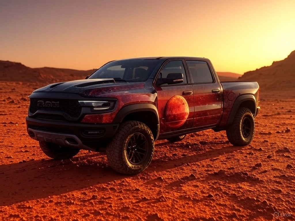 TheHEMI_com's tweet image. If you're listening, @RamTrucks, bring back the Hellcat #HEMI powered #RamTRX and give us a #Mars Edition! I'm sharing a couple of AI created examples which I think look awesome! 🚀