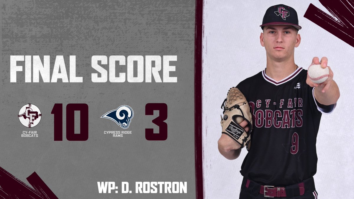 ⚡️BOBCATS WIN⚡️

Dylan Rostron gets the first district win with 5IP &amp; 13Ks!

Donovan Abel &amp; Ethan Vanarsdel drive in 2 runs each!

#beCATS | #BFND | 🐾⚾️