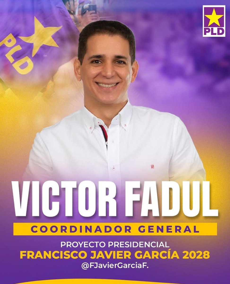 Oniel Rodriguez (@oniel_rr) on Twitter photo Con la designación de <a href="/VictorFadulL/">Víctor Manuel Fadul L.</a> el compañero y próximo presidente <a href="/FJavierGarciaF/">Francisco Javier G.</a> demuestra su férreo y apegado compromiso con la juventud y las futuras generaciones.
La generación de espacios es vital para una juventud comprometida y responsable.
¡RD merece lo mejor! 👊👏 Con la designación de <a href="/VictorFadulL/">Víctor Manuel Fadul L.</a> el compañero y próximo presidente <a href="/FJavierGarciaF/">Francisco Javier G.</a> demuestra su férreo y apegado compromiso con la juventud y las futuras generaciones.
La generación de espacios es vital para una juventud comprometida y responsable.
¡RD merece lo mejor! 👊👏