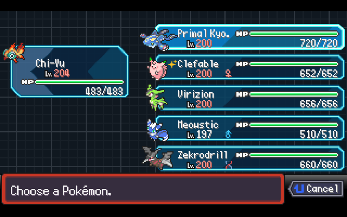 RuruTrashPanda's tweet photo. Kyogre and Cleffa were the only ones I started this classic run with, but a fish, a dragon, and a deer decided to crash the party. What is my luck in this game sometimes? https://t.co/mBEV9pejQU