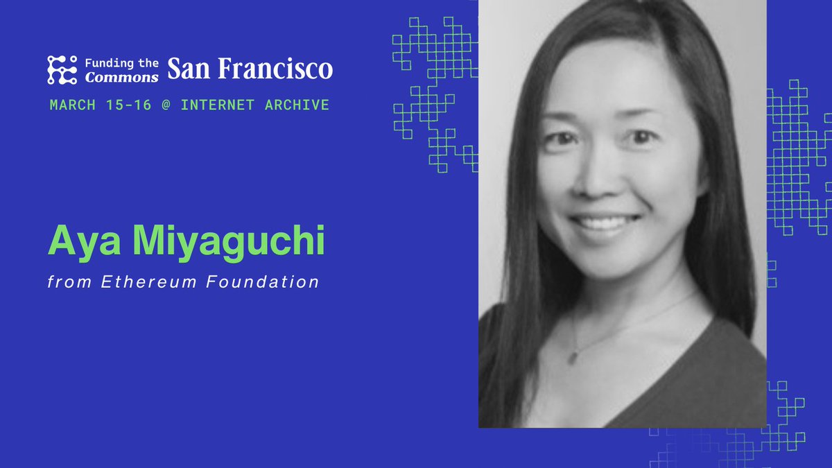 DWeb → ⁂ @dweb@social.coop (@getdweb) on Twitter photo This Sun 3/16 at 10 AM at <a href="/FundingCommons/">Funding The Commons</a>: <a href="/whanamura/">Wendy Hanamura</a> & <a href="/ethereum/">Ethereum</a> pres <a href="/AyaMiyagotchi/">Aya Miyaguchi</a> explore the values, decisions, challenges, and future direction of the #Ethereum community.
It's all happening at <a href="/internetarchive/">Internet Archive</a> in SF this weekend. Tix: fundingthecommons.io/sf-2025 This Sun 3/16 at 10 AM at <a href="/FundingCommons/">Funding The Commons</a>: <a href="/whanamura/">Wendy Hanamura</a> & <a href="/ethereum/">Ethereum</a> pres <a href="/AyaMiyagotchi/">Aya Miyaguchi</a> explore the values, decisions, challenges, and future direction of the #Ethereum community.
It's all happening at <a href="/internetarchive/">Internet Archive</a> in SF this weekend. Tix: fundingthecommons.io/sf-2025