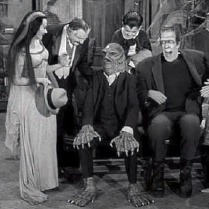 The Munsters with their favorite uncle Gilbert. 1966