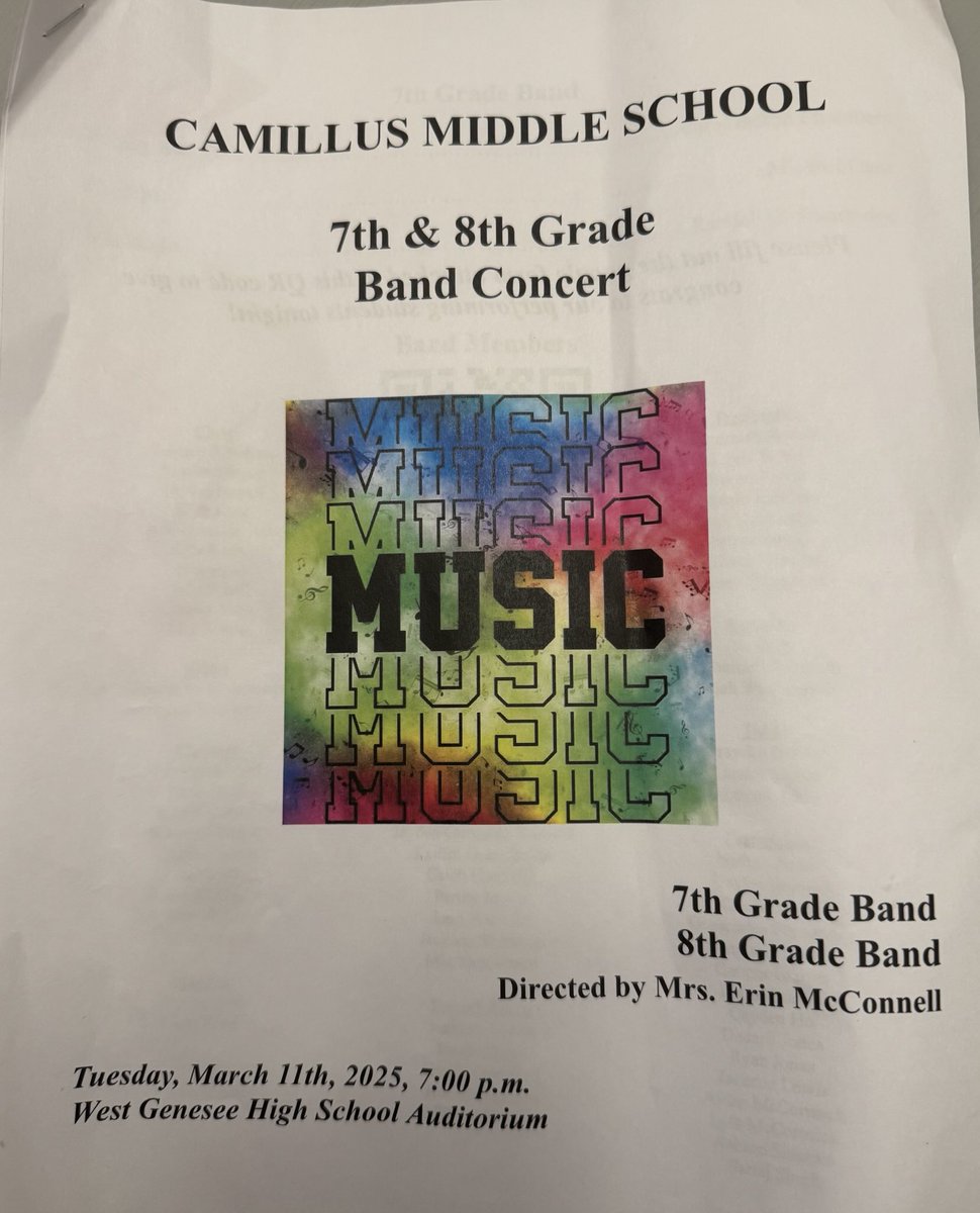 7th &amp; 8th Grade Bands perform a wonderful concert tonight! Strong musicianship from these Wildcats! Well done- thank you ⁦<a href="/McBandWG/">Erin Mcconnell</a>⁩ !⁦<a href="/WestGeneseeCSD/">West Genesee Schools</a>⁩ ⁦<a href="/WGFineArts/">West Genesee Fine Arts</a>⁩ ⁦<a href="/CamillusMiddle/">Camillus Middle</a>⁩ ⁦