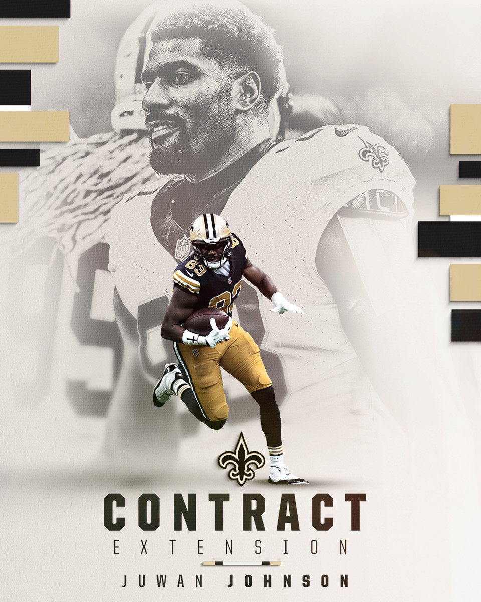 New Orleans Saints (@saints) on Twitter photo Juwan Johnson (<a href="/juwanplease/">Juwan Johnson</a>) and the #Saints agree to terms on a three-year contract extension 🙌
✍️: neworlns.co/JuwanContract Juwan Johnson (<a href="/juwanplease/">Juwan Johnson</a>) and the #Saints agree to terms on a three-year contract extension 🙌
✍️: neworlns.co/JuwanContract