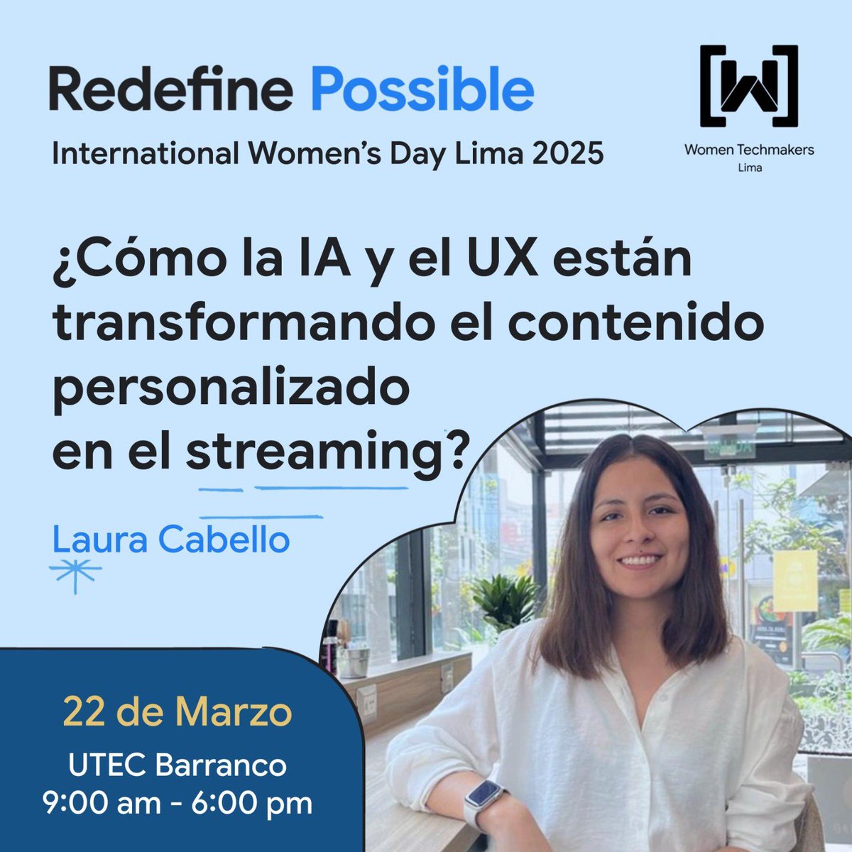 WTMLima's tweet image. En #IWDLima2025, Laura Cabello, Product Designer en Haystack News, nos contará cómo la IA ha transformado la entrega de noticias, creando experiencias personalizadas y dinámicas. 🚀📲
📅 22 de marzo | 📍 UTEC, Barranco
🔗 wtmlima.com/iwd-2025
#IWDLima25 #IWDLatam #IWD