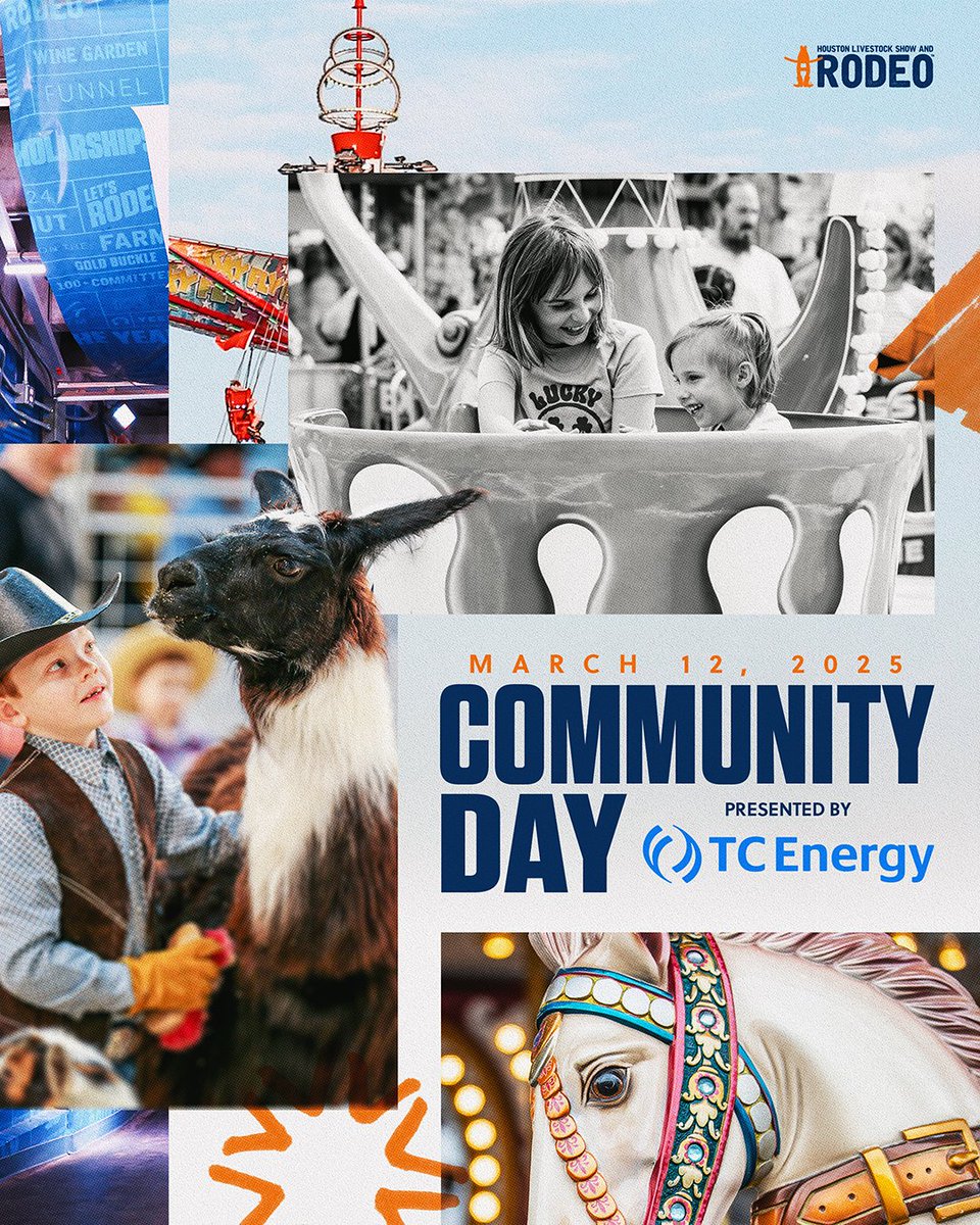Rodeo is a community 🧡 
 
🎟️ Free grounds admission for all guests 'til noon 
🎟️ Buy one, get one rides + games in the Junction Carnival 'til 4 PM 
 
📍 Community Day presented by <a href="/TCEnergy/">TC Energy</a>