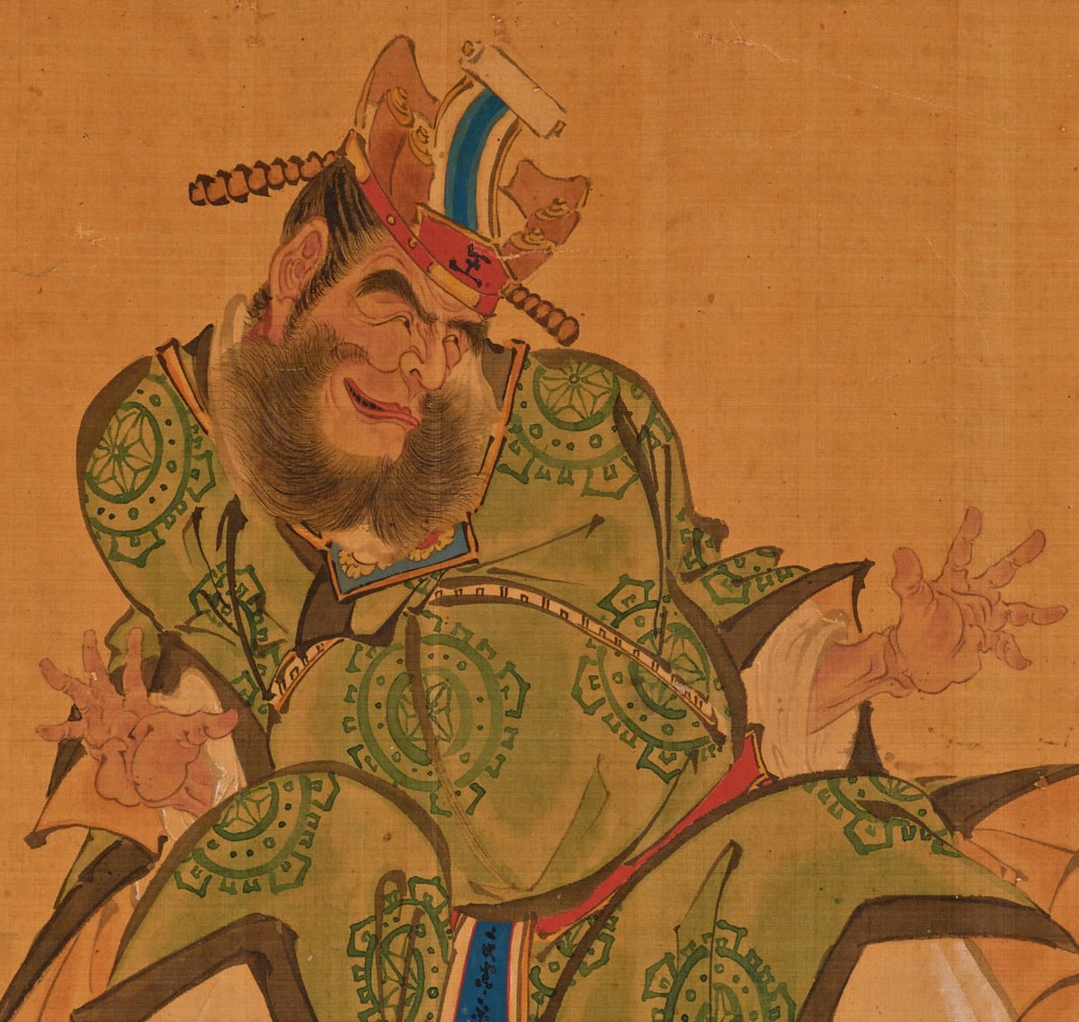 にやけた笑いを浮かべる地獄の閻魔。その視線の先には浄玻璃の鏡があり