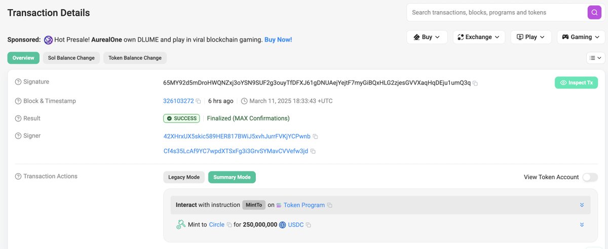 🟡"Circle Emissione di 250 Milioni di Dollari in USDC su Solana: Un Passo Avanti per le Criptovalute"