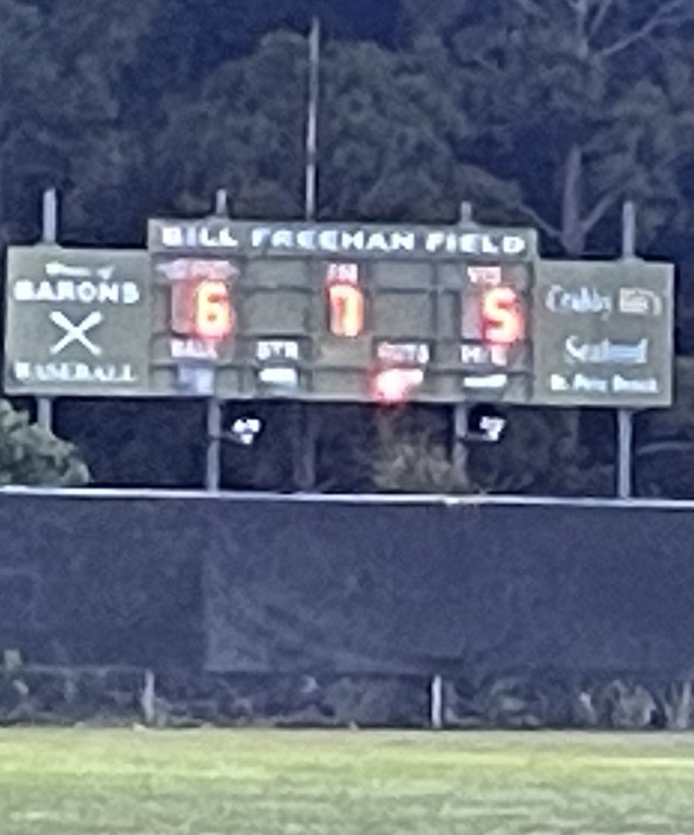 Barons get the win vs a very good Osceola team. Two in the bottom of the 7th for the walk off!
<a href="/Biggamebobby/">Bob Putnam</a> <a href="/SpcAthletics/">SPC Athletics</a> <a href="/SPCHSBarons/">St. Petersburg Catholic</a> <a href="/PinellasSports/">PinellasCountySports</a>