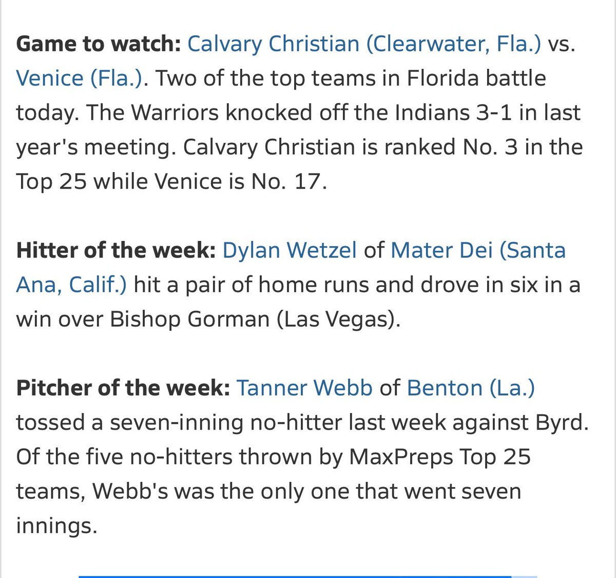 National Pitcher of the week <a href="/MaxPreps/">MaxPreps</a>