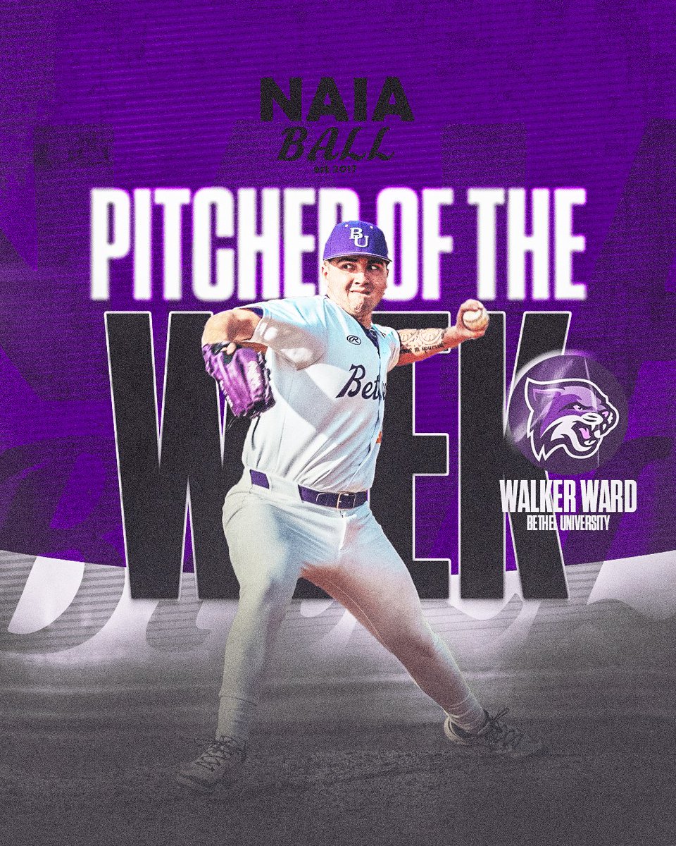 NAIA Ball (@naiaball) on Twitter photo The NAIA Ball Pitcher of the Week is Bethel University's Walker Ward!
The FRESHMAN tosses a 7 inning no hitter this past weekend against Waldorf!
Full line: 7IP, 0H, 0R, 1BB, 5Ks
Read on our website here: bit.ly/41KVaeO
#NAIABall <a href="/_BUbaseball/">Bethel Baseball</a> The NAIA Ball Pitcher of the Week is Bethel University's Walker Ward!
The FRESHMAN tosses a 7 inning no hitter this past weekend against Waldorf!
Full line: 7IP, 0H, 0R, 1BB, 5Ks
Read on our website here: bit.ly/41KVaeO
#NAIABall <a href="/_BUbaseball/">Bethel Baseball</a>