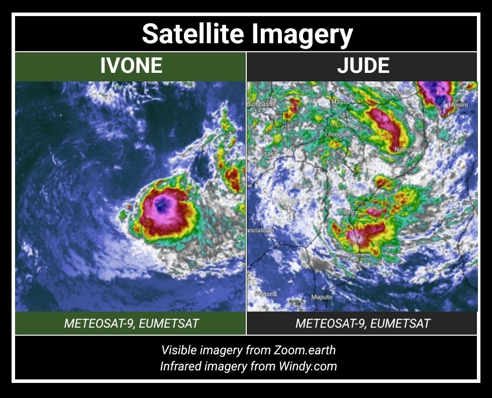 APGMeteorology's tweet photo. #APMetTWO 25D071AM
Global #TropicalWeather Outlook
March 12, 2025 @ 2:00 AM UTC

==

#JUDE is expected to regenerate in the Mozambique channel where it could also restrengthen on its way to #Madagascar. [LO / 80% / 80%]

#IVONE seems to be dying. [TS / 45 mph, 75 kph / 997 mbar] https://t.co/KzXwiG1vZI