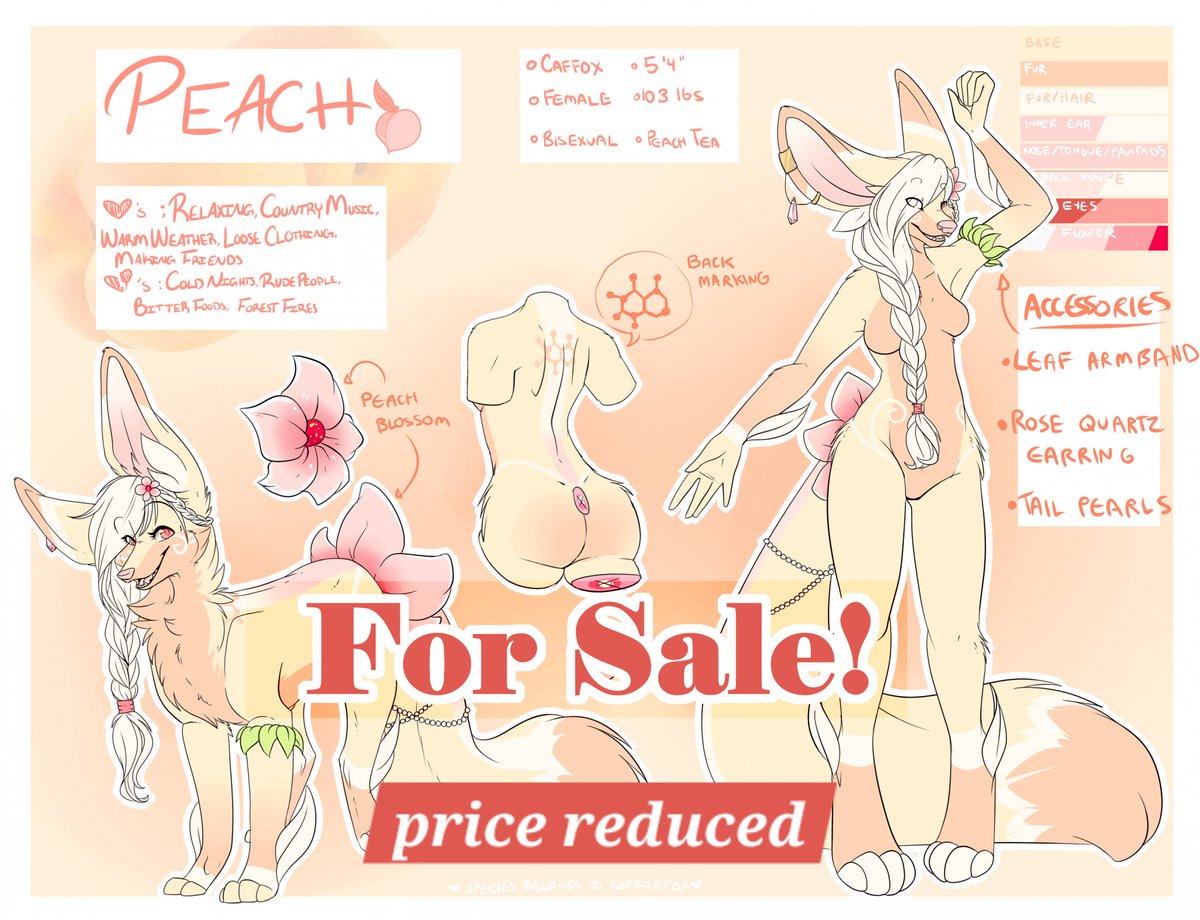 Selling my Caffox!
Priced Reduced to $125 usd
Comes with extra art! 
Design/Att/Species by <a href="/SleepeaTea/">💖💜💙Sleepy Seafoam 🟧</a>