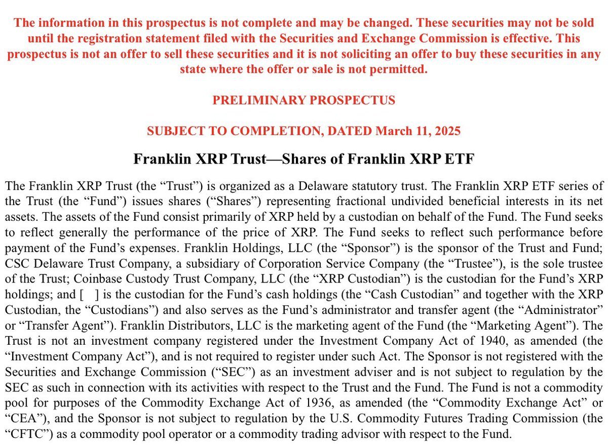 🔵 - MTC - "Franklin Templeton lancia la sfida: richiesta ufficiale per un ETF su XRP"