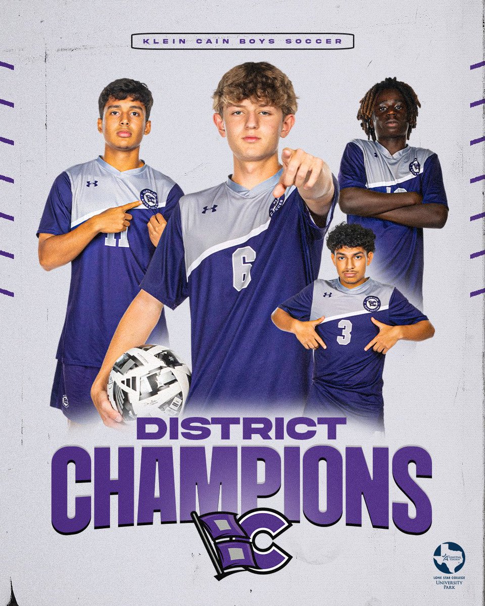 Congratulations <a href="/KCainBoysSoccer/">Klein Cain Boys Soccer</a> ! 
DISTRICT CHAMPIONS! 🏆🌀#REIGNCAIN #BLEEDPURPLE