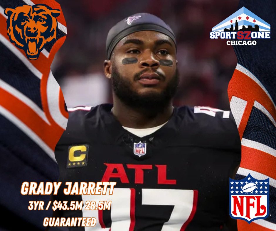 SportsZone Chicago (@sportszonechi) on Twitter photo The <a href="/ChicagoBears/">Chicago Bears</a> & DT <a href="/GradyJarrett/">Grady Jarrett</a> agree on a 3yr/$43.5M deal with $28.5M guaranteed. #SportsZoneChicago #DaBears #NFLFreeAgency The <a href="/ChicagoBears/">Chicago Bears</a> & DT <a href="/GradyJarrett/">Grady Jarrett</a> agree on a 3yr/$43.5M deal with $28.5M guaranteed. #SportsZoneChicago #DaBears #NFLFreeAgency