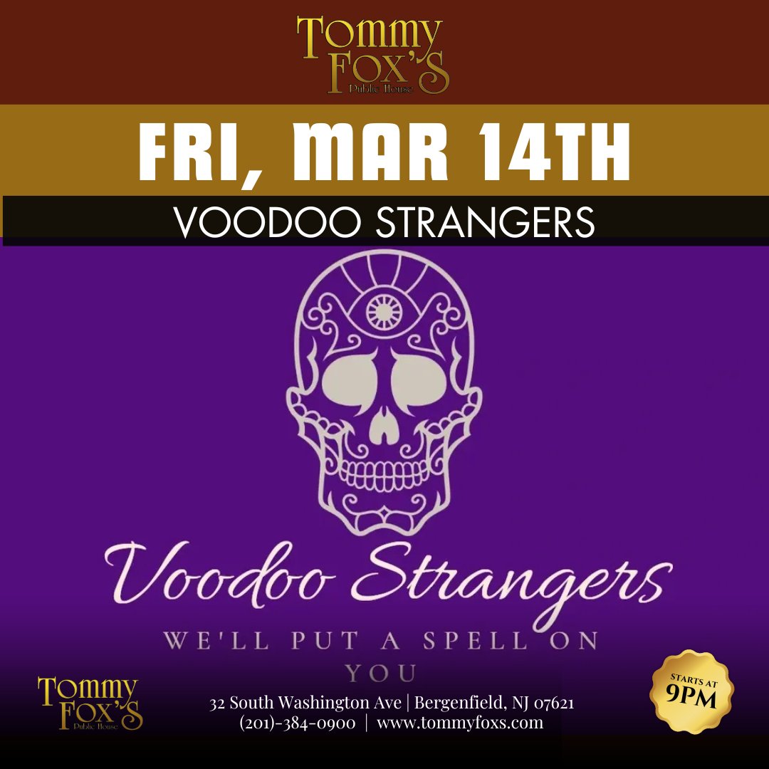 Tonight at 9pm! Voodoo Strangers brings the energy and a dynamic show that draws people from Orange County, NY and beyond to experience the love of alternative rock music from the ‘90s to today. REAL. LOUD. PURE. Come for a magical experience at Tommy Fox’s! #livemusic #nj