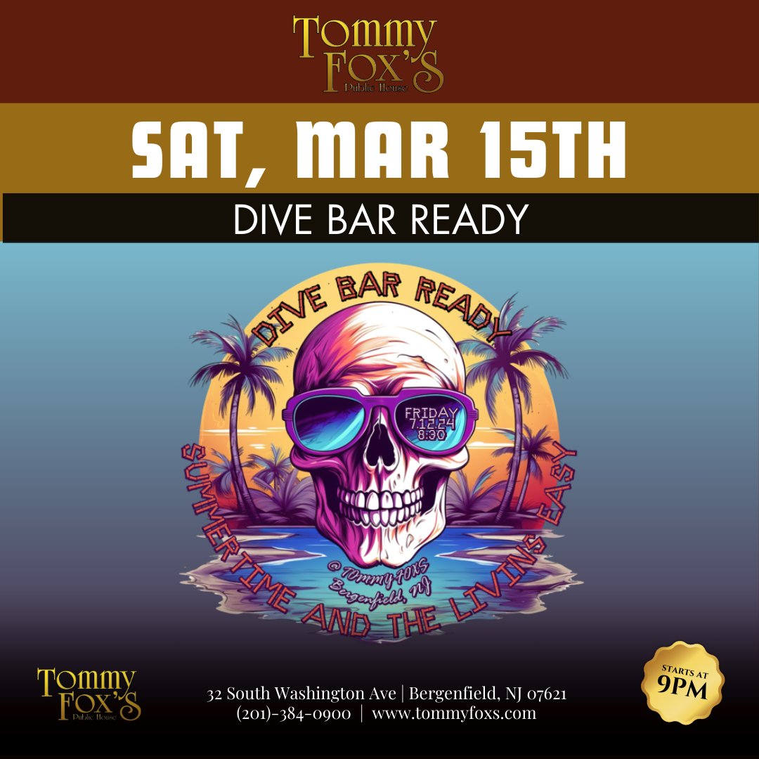 Live music tonight at 9pm! Dive Bar Ready covers classic to modern rock hits, and all your favorites in between!

#livemusic #musicvenue #bergencounty #nj #coverband #rockband #nightout #thingstodo #njresturant #divebarready #modernrock #rockmusic