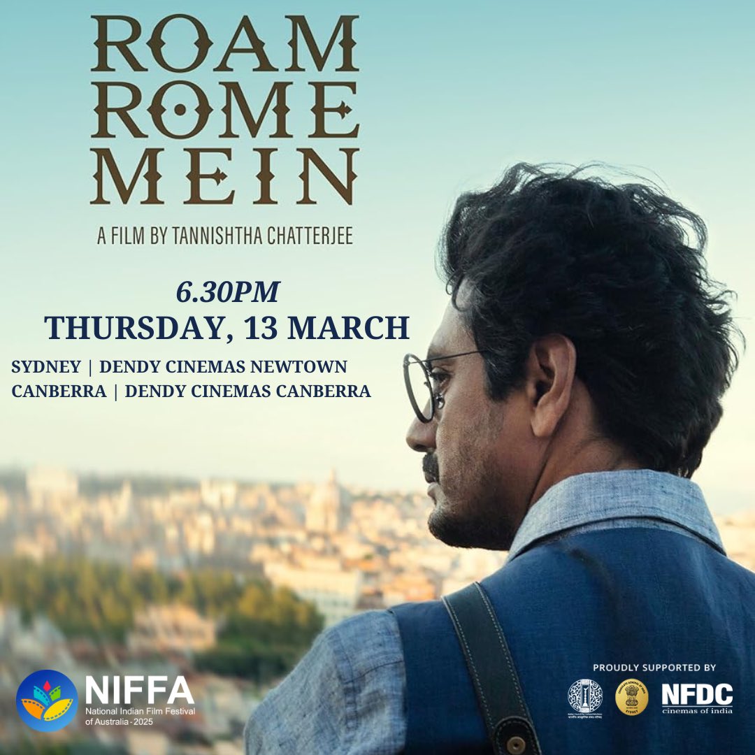 National Indian Film Festival of Australia (@niff_australia) on Twitter photo Closing NIFFA on a powerful note! 🎬
Join us for NIFFA’s Closing Night Film – Roam Rome Mein 🌍✨
Don’t miss the grand finale of NIFFA 2025!
Book your tickets now 🔗
<a href="/TannishthaC/">TannishthaChatterjee</a> <a href="/AnupamCinema/">Worshipping Cinema</a>
#niffa #filmscreening #breakingbarriers #closingnight Closing NIFFA on a powerful note! 🎬
Join us for NIFFA’s Closing Night Film – Roam Rome Mein 🌍✨
Don’t miss the grand finale of NIFFA 2025!
Book your tickets now 🔗
<a href="/TannishthaC/">TannishthaChatterjee</a> <a href="/AnupamCinema/">Worshipping Cinema</a>
#niffa #filmscreening #breakingbarriers #closingnight