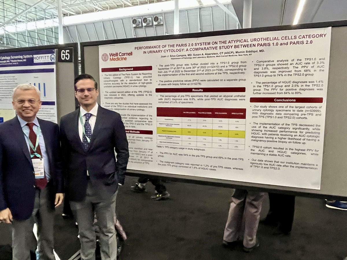 Weill Cornell Medicine Pathology (@wcmcpathology) on Twitter photo Our <a href="/WCMCPathology/">Weill Cornell Medicine Pathology</a> colleagues Drs. Momin Siddiqui and Fellow Juan Silva Campos with their #Cytopathology poster "Performance of the PARIS 2.0 System on the Atypical Urothelial Cells Category in Urinary Cytology: A Comparative Study Between PARIS 1.0 and PARIS 2.0," <a href="/TheUSCAP/">USCAP</a>! Our <a href="/WCMCPathology/">Weill Cornell Medicine Pathology</a> colleagues Drs. Momin Siddiqui and Fellow Juan Silva Campos with their #Cytopathology poster "Performance of the PARIS 2.0 System on the Atypical Urothelial Cells Category in Urinary Cytology: A Comparative Study Between PARIS 1.0 and PARIS 2.0," <a href="/TheUSCAP/">USCAP</a>!