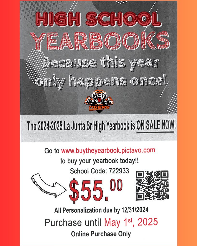 Here is your opportunity to get all those yearbook memories for the future!  Go to:
buytheyearbook.com/en/bty/findmys…
and enter Code 722996 for Junior High or
Code 722933 for High School