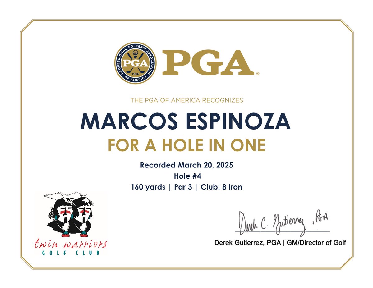 Congrats to Marcos!   His 1st ACE⛳🏌🏻