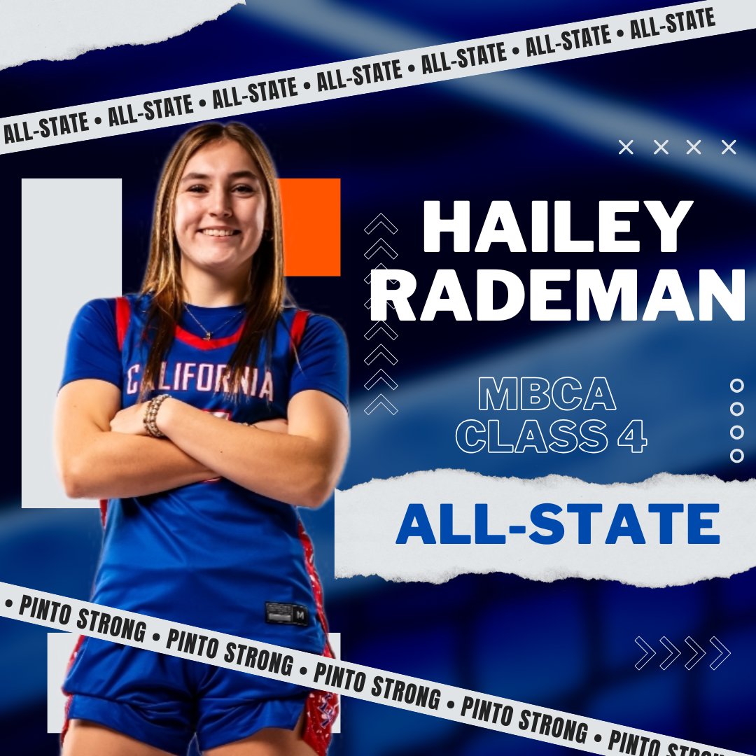 California Pintos (@pintosathletics) on Twitter photo Congratulations to <a href="/RademanHailey/">Hailey Rademan</a> on being named to the MBCA All-State team! #PintoStrong Congratulations to <a href="/RademanHailey/">Hailey Rademan</a> on being named to the MBCA All-State team! #PintoStrong