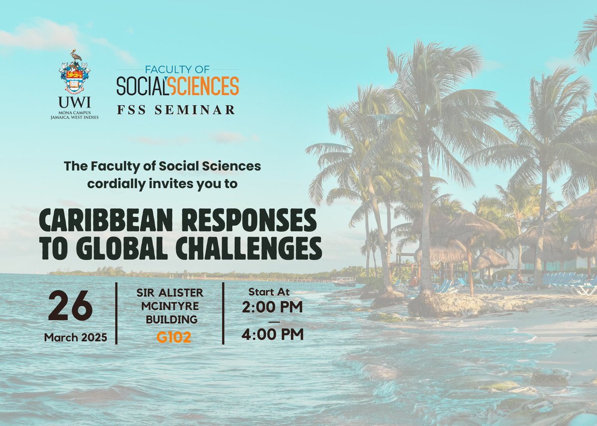 Can't make it to us for the FSS Seminar? No problem, we got you covered! Join the seminar virtually here: mona-uwi-edu.zoom.us/meeting/regist…

It starts in an hour!