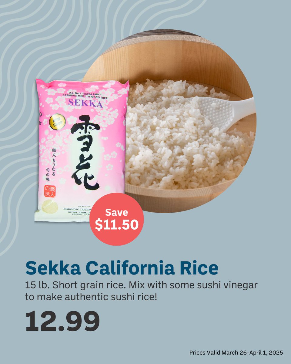 Uwajimaya's tweet photo. Sushi Week is here, and so are the specials! 🍣 From sushi rice to fresh fish, get your must-have ingredients at great prices this week only! 🙌
Don’t miss out—check out everything on sale at: https://t.co/UrQiVz8GWB
#Uwajimaya #SushiWeek #WeeklySpecials #AsianFood #PNW https://t.co/jFgmmfpRSo