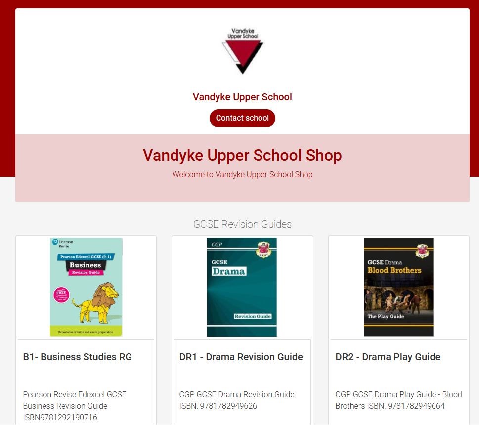 VandykeUpperSch's tweet image. Reminder to parents/carers of Y10 &amp;amp; 11 students! You can purchase #RevisionGuides, #calculators &amp;amp; #exam pencil cases via the school’s new #online #shop here: app.parentpay.com/ParentPayShop/…  Students who attract Pupil Premium funding should order by emailing finance@vandyke.cbeds.co.uk🙂