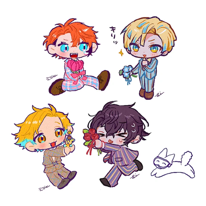 絵チャでえびさんと2周年衣装描いたよ〜〜!お揃い髪型かわいい!描くの楽しい 