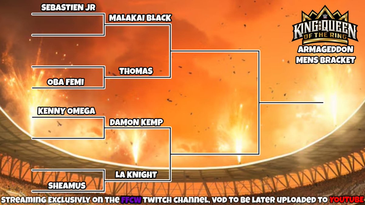 FFCWOfficial's tweet image. Before Armageddon tonight lets show off our final 4 (Arma) from both King &amp;amp; Queen Of The Ring! We got BOTH Mr &amp;amp; Mrs DotCom Branding as finalists as well! We will see one of each match tonight so look forward to that!