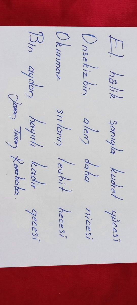 Aziz milletimin türk islam aleminin
Mübarek kadir gecesini tebrik eder
Sağlık ve sadetler dilerim🇹🇷🇹🇷🇹🇷