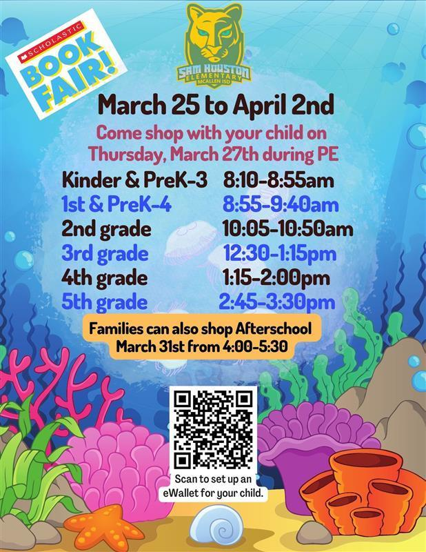 houstonmisd's tweet image. Cougar parents, come join your child 📚 at the book fair 📚 tomorrow (Thursday, March 27) during their P.E. time! 🏃‍♂️ It&apos;s the perfect chance to explore new stories together and find your next great read! 📖✨ #BookFairFun #BeYourBest #CougarPride #WeAreAllIn