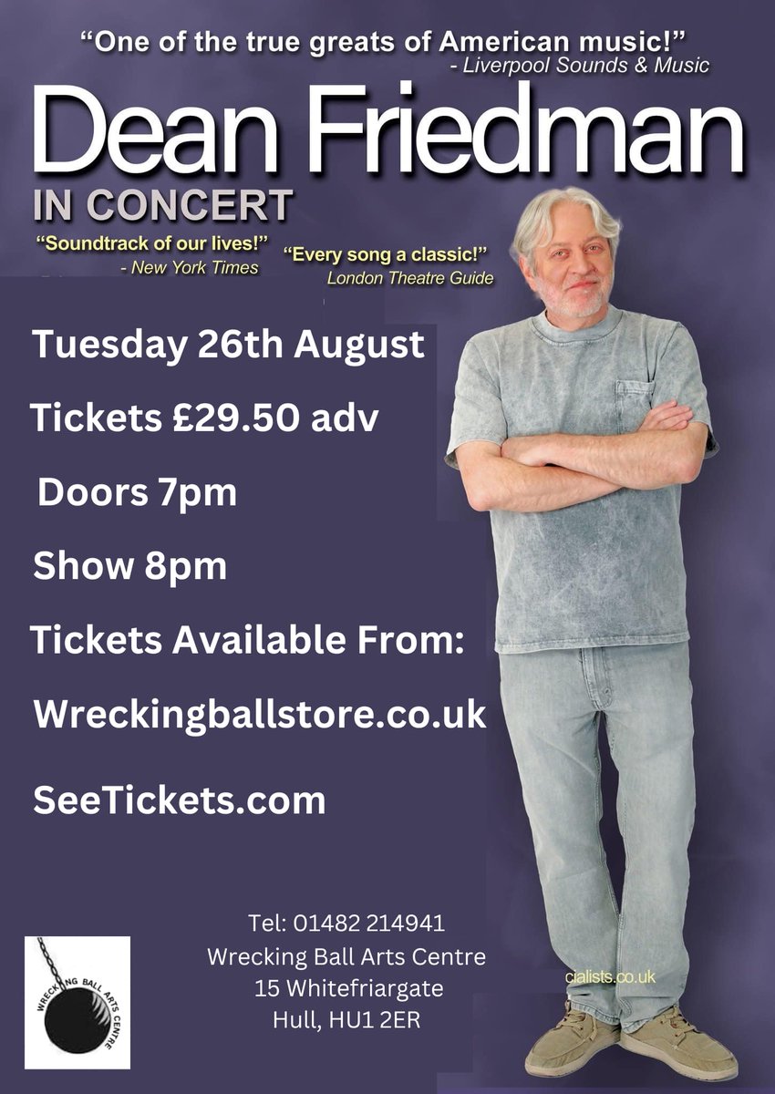 Dean Friedman plays <a href="/WBartscentre/">Wrecking Ball Arts Centre</a> Tues Aug 26th