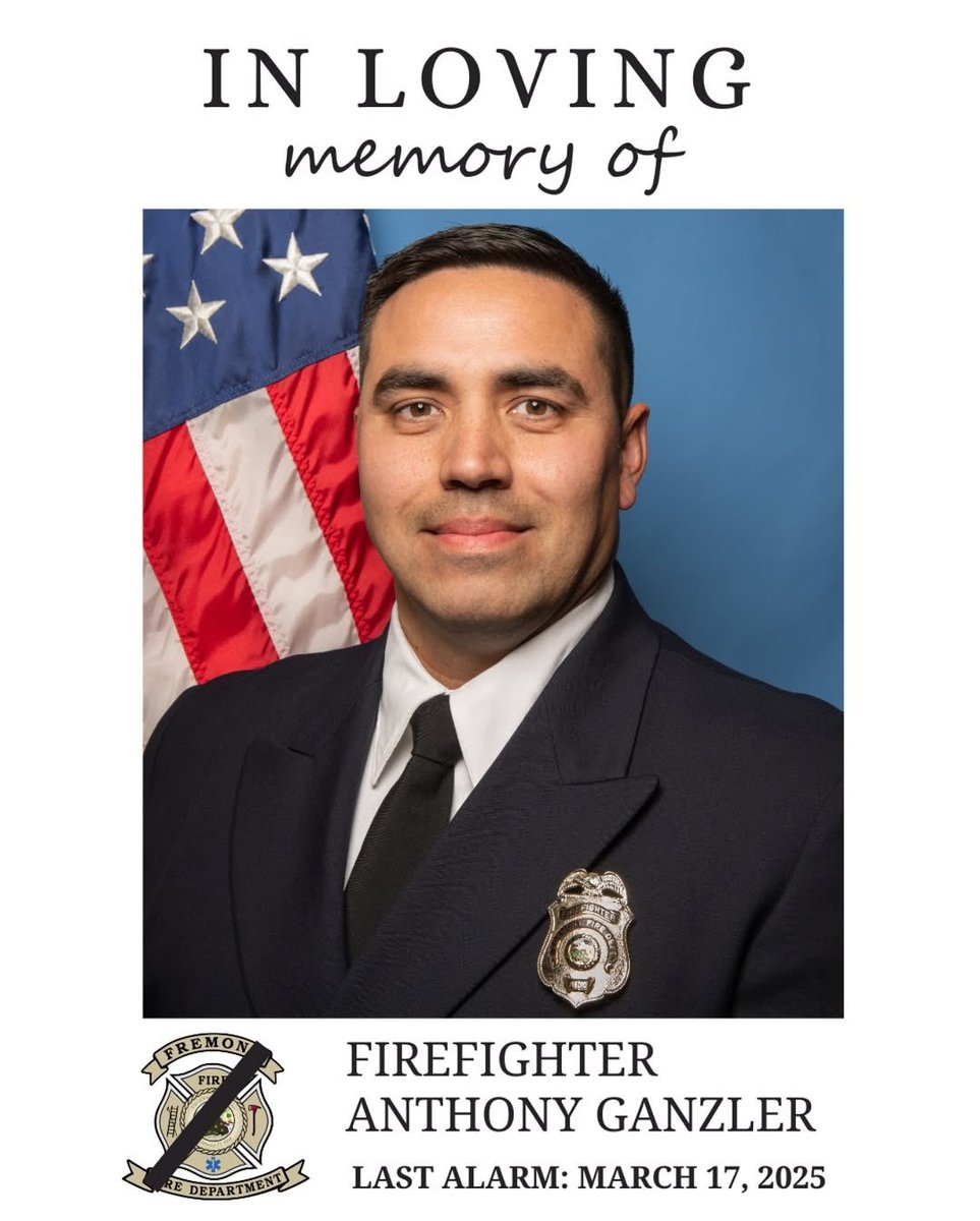 LAFD sends our sincere condolences to the Fremont Fire Department for this sudden loss of one of their own.
•
Repost from @fremontfire on Instagram
• 
It is with profound sadness that the Fremont Fire Department announces the off-duty death of Firefighter Anthony Ganzler on
