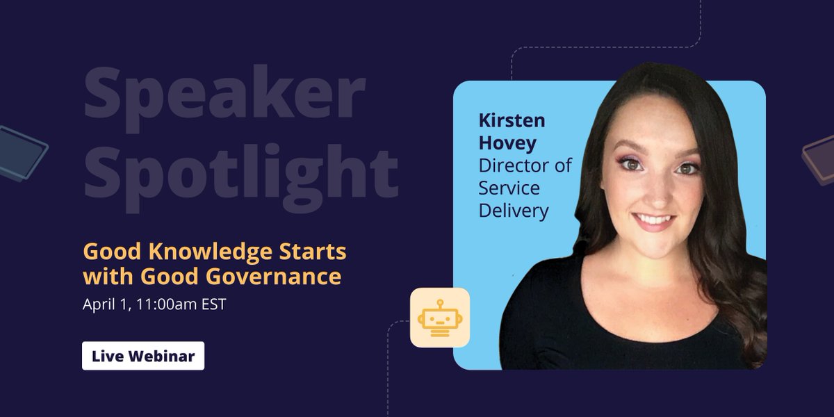 ProcedureFlow's tweet image. 🚀 Meet Our Speaker: Kirsten Hovey
Kirsten specializes in knowledge management, quality improvement & learning & development.
Register for our upcoming webinar as Kirsten breaks down a 6-step governance framework that drives both employee & AI success: bit.ly/3ReruC1